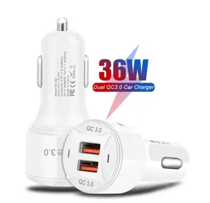 Dual port usb car charger 36W QC3.0 car fast charging car assesories charger adapter suitable for iPhone 12 pro