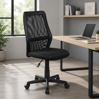Fauteuil de bureau ergonomique pivotant noir en maille intégrale, confortable et élégant, avec accoudoirs inclinables, design moderne, vente en gros