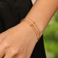 Bracelet à maillons triple couche en acier inoxydable CELES, bijoux minimalistes, plaqué or 18 carats, bracelet à perles pour filles