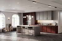 Cuisine personnalisée exclusive Lesso Home, armoire murale, évier, plan de travail en marbre, porte en verre, accessoires en bois écologiques, modernes et modulaires