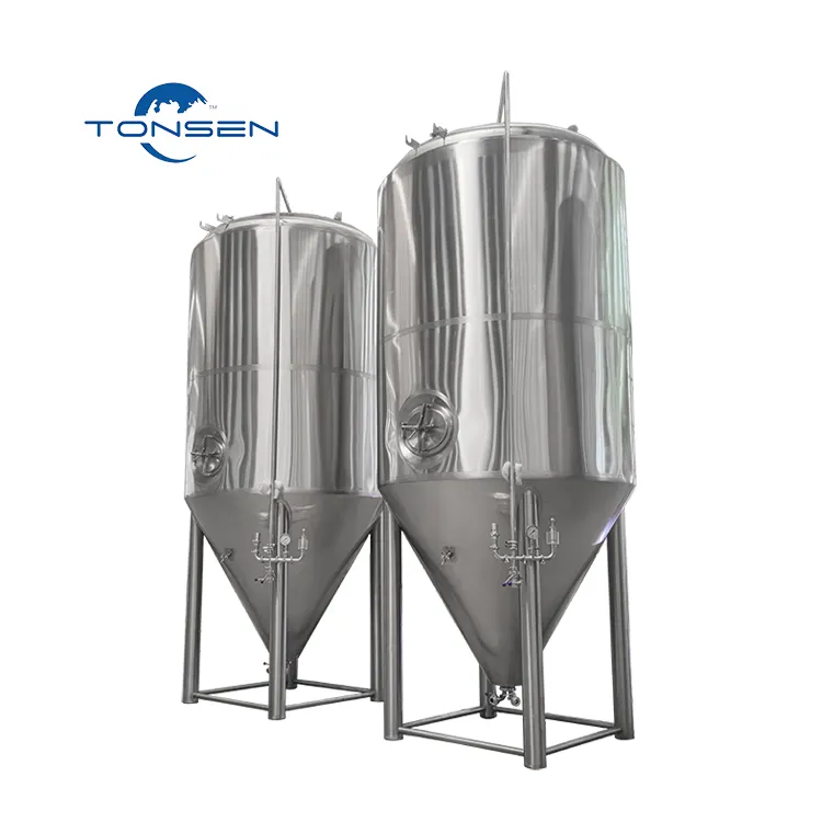 5000 litre üst çentik dünya sınıfı bira fermente tankı fırçalanmış silindir gövdesi konik alt