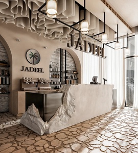 Modern LED <b>Lighting</b> Coffee Shop Furniture Wood & Tempered Glass for Retail Display and Comfort - Product Image 1