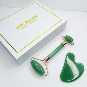 Hot Sales Skin Care Tools Custom 100% Natural Facial Massage Roller Rose Quartz Face Jade Roller Gua Sha Set with Box