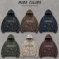 Sweat-shirt à capuche zippé intégral camouflage AOP pour homme, broderie 3D appliquée, streetwear épais, personnalisable OEM, vente en gros