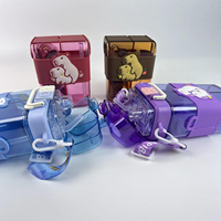 Gourde portable anti-fuite avec sangle, compatible lave-vaisselle et eau bouillante, en plastique, motif dessin animé mignon, double compartiment, avec couvercle et paille