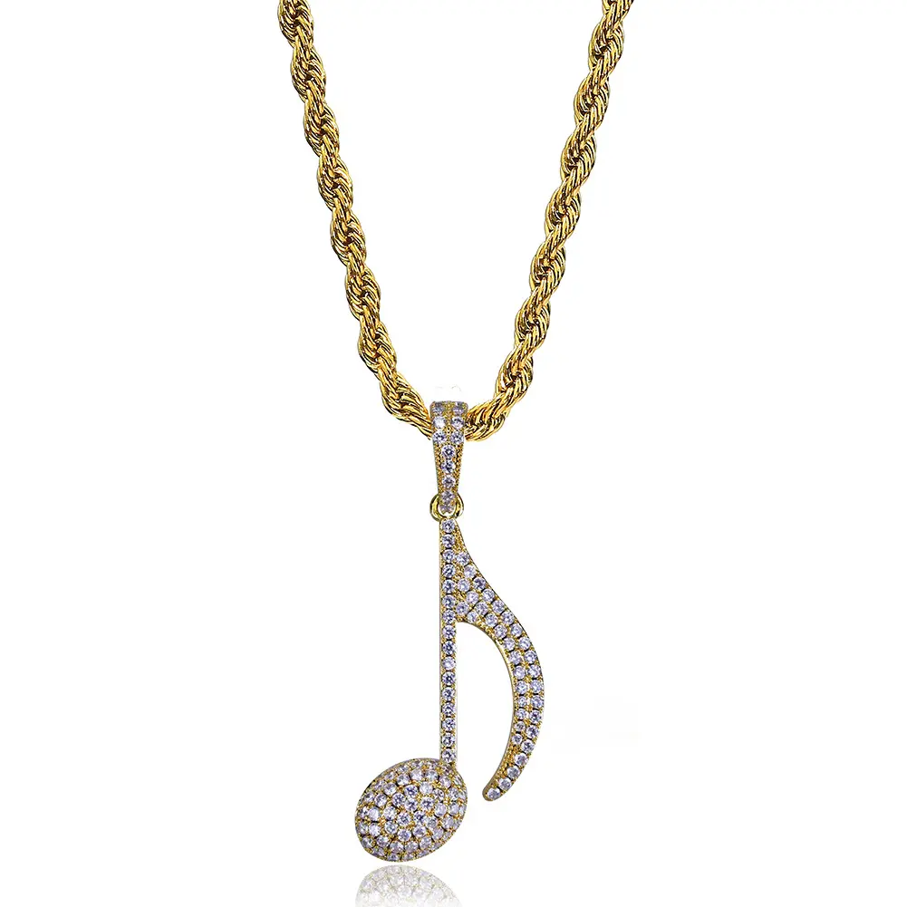 Trendy Fashion New Arrival Zircon Jewelry Personalized Musical Note Pendant Necklace