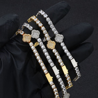 Nuevo Estilo Cadena de Tenis Geométrica Unisex Chapada en Oro Plata con Micro Pavé de Circones Brillantes de Cobre, Collar de Regalo
