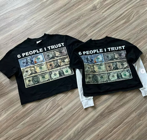 T-shirt da uomo a manica lunga in cotone pesante personalizzato a doppio strato con <span class=keywords><strong>Top</strong></span> corto a doppio strato in tinta unita - Product Image 6