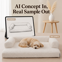 Yang Yang Pet Luxus-Hundebett aus massivem Fleece-Stoff, beige, quadratisch, GRS, Großhandel, waschbar, abnehmbarer Memory-Schaum-Kissenrand, Kartonverpackung