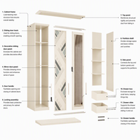 Armoire de chambre à coucher moderne et durable avec porte coulissante en acier à rayures grises imprimées