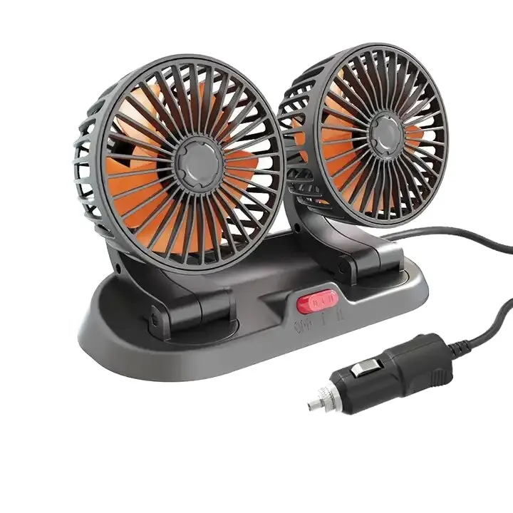 Evrensel usb dönebilir güçlü rüzgar 12v dc araba fanı 24 volt fanlar kamyon araç için çift başlı hava soğutma fanı