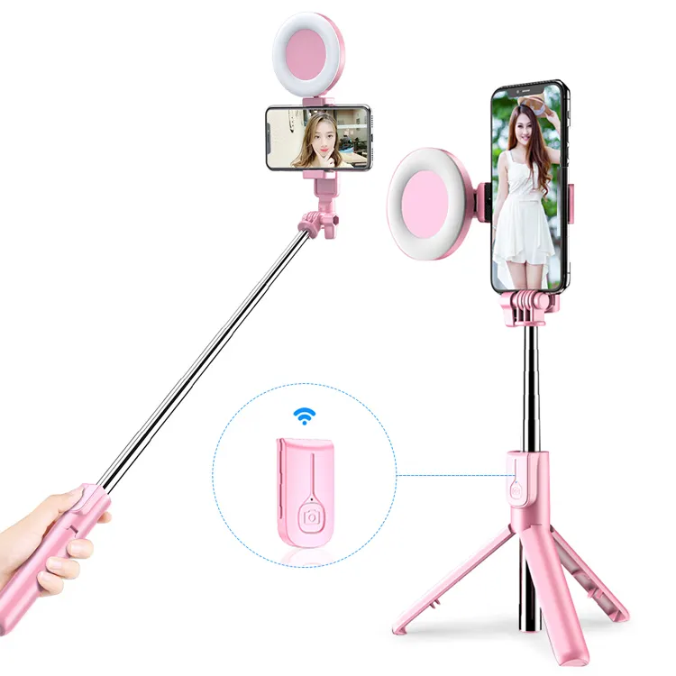 Selfie ring flash lens beauty selfie photography fill light, folding real-time selfie double arm mobile phone ring fill light