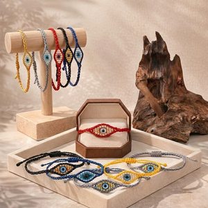 Pulsera <span class=keywords><strong>de</strong></span> Hilo Trenzado Hecha a Mano con Ojo Turco, Amuleto <span class=keywords><strong>de</strong></span> Protección <span class=keywords><strong>de</strong></span> la Suerte para Mujeres y Hombres, Regalo <span class=keywords><strong>de</strong></span> Amistad - Product Image 1