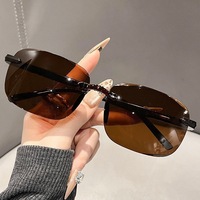 Lunettes de soleil pilote sans monture UV400 HD pour homme, spéciales conduite, style grenouille, vente en gros