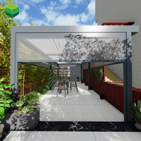 Pergolas bioclimatiques motorisées en aluminium imperméables pour l'extérieur avec toit à lames orientables rétractables et panneau solaire pour jardin