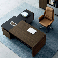 Ensemble de bureau de direction moderne en forme de L avec armoire latérale en bois - Bureau de direction avec fonctions de rangement