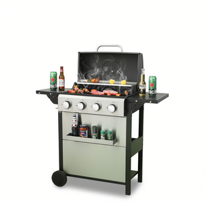 Db 4-Burner Propane Gas Bbq Grill 34200Btu Output Stainless Steel With Foldable Side <b>Table</b> For <b>Outdoor</b> Barbecue - Product Image 1