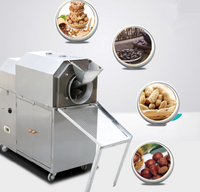 Machine de torréfaction de café entièrement automatique pour usine d'huile de cuisson, petite, en acier inoxydable, multifonctionnelle, type tambour, pour noix