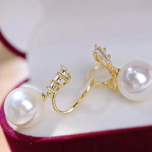 Boucles d'oreilles à clip WENCHI en argent S925, édition légère, avec perles de 9-13 mm, modèle 11121, fabriquées en Chine - Product Image 1