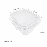 Conteneur alimentaire à charnière anti-effraction personnalisé BRC FDA PET avec couvercle, transparent, recyclable, multi-tailles, pour l'emballage de salades de fruits