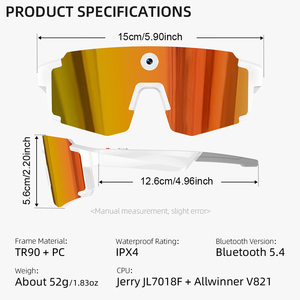 Gafas <span class=keywords><strong>de</strong></span> Sol Inteligentes con Cámara Deportiva OEM al por Mayor, Video 8MP 1080P, Audio <span class=keywords><strong>de</strong></span> Oído Abierto 5.4, Asistente <span class=keywords><strong>de</strong></span> Voz IA, para Ciclismo - Product Image 2
