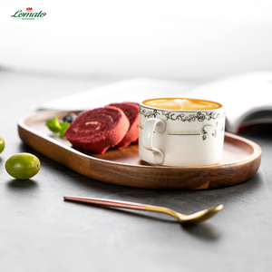 Venta al por mayor de platos de madera maciza, juego de bandejas redondas de madera grabadas, bandeja redonda de acacia, platos ovalados de madera - Product Image 5