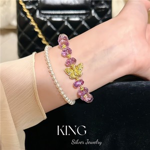 สร้อยข้อมืออเมทิสต์และผีเสื้อสีทอง เงินแท้ S925 ชุบทอง เครื่องประดับสำหรับผู้หญิง สวมใส่ได้ทุกวัน - Product Image 4