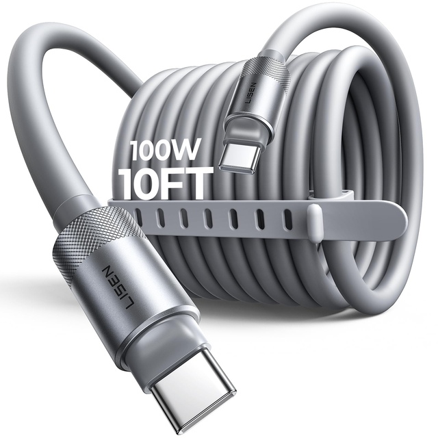 LISEN 2026 Upgraded 100W PD USB-C Charger Cord Type C to C Power Cable Durable Silicone Braided Lead for MacBook Laptop Phone