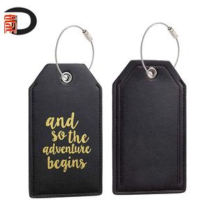 Étiquettes de bagages en cuir PU, avec fil de câble en acier inoxydable, Design personnalisé pour sac de <span class=keywords><strong>voyage</strong></span>, <span class=keywords><strong>bon</strong></span> marché, pièces - Product Image 2