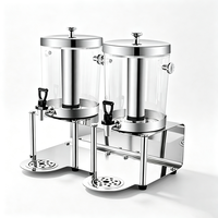 Distributeur de boissons en acier inoxydable FLEY avec couvercle, robinet de service et support de récupération des gouttes surélevé pour la restauration en plein air et les buffets