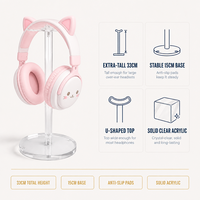 Support pour casque audio en acrylique extra large en forme de U, présentoir transparent solide pour casques supra-auriculaires de grande taille