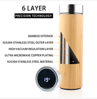 Gobelet à thé en bambou, ml, bouteille isotherme, avec couvercle d'affichage de la température à led, et cuiseur à thé, bouteille intelligente, tasse à boisson, thé