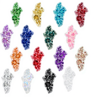 Patch floral en tissu à coudre, multicolore, fait main, en maille, brodé de perles, de paillettes et d'appliques florales en résine, pour robe, vente en gros