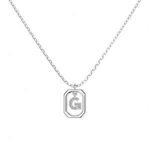 Dylam 5A Cubic Zirconia Alphabet -G- Pendant <b>Necklaces</b> Charms Women <b>Initial</b> Letter Link Chain <b>Necklace</b> 2 Colors 45cm New Design - Product Image 1