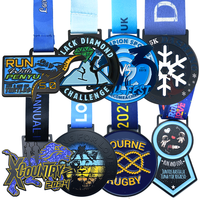Gepersonaliseerd ontwerp van uw eigen blanco metalen zinklegering 3D emaille marathonprijs 5K 10K gepersonaliseerde sportmedaille met lint