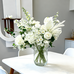 ดอกไม้<span class=keywords><strong>ป</strong></span>ระดิษฐ์สีขาวเนื้อสัมผัสเหมือนจริง พิมพ์ 3 มิติ ทำจากผ้าไหม ช่วยเพิ่มความชุ่มชื้น  จัดดอกไม้แบบกำหนดขนาดได้ ตกแต่งงานแต่งงานและบ้าน - Product Image 1