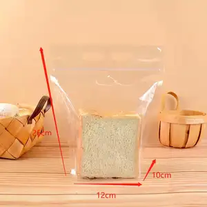 In Stock Food Grade Bread Snack Clear Transparent Stand Up Handle Bag