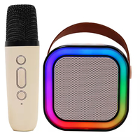 Mini haut-parleur karaoké portable avec microphone sans fil et lumières colorées pour enfants et adultes, métal actif RGB