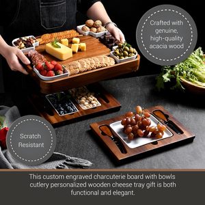 Ensemble <span class=keywords><strong>de</strong></span> planches à <span class=keywords><strong>fromage</strong></span> en acacia amélioré, ensemble <span class=keywords><strong>de</strong></span> charcuterie <span class=keywords><strong>de</strong></span> forme carrée, <span class=keywords><strong>plateau</strong></span> à <span class=keywords><strong>fromage</strong></span> grand format - Product Image 3