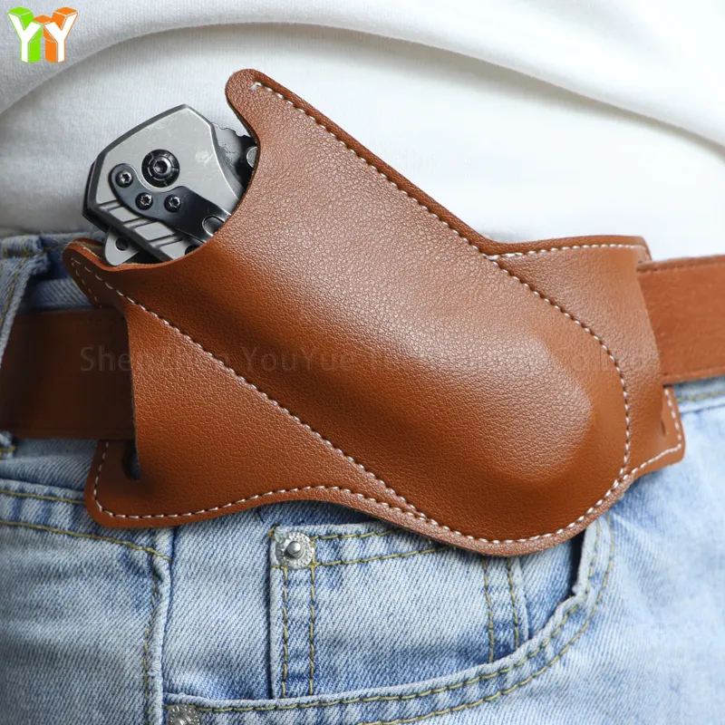 กางเกงป้องกันกระเป๋าพับมีดหนังPu Scabbardตรงกระเป๋ามีดปกกระเป๋ากลางแจ้งเครื่องมือ