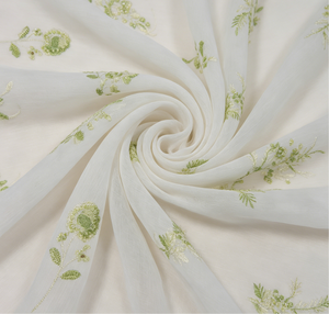 Tissu en mousseline de soie française tissé de haute qualité, élégant, avec broderie de perles et de paillettes, pour la confection de robes de soirée et de mariage pour garçons - Product Image 5
