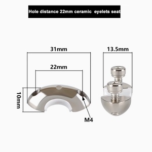 Guía de hilo para máquina de 500 hilos, ojal de cerámica de circonia, asiento metálico mecanizado por CNC, 31*13.5*10, distancia entre orificios 22mm - Product Image 2
