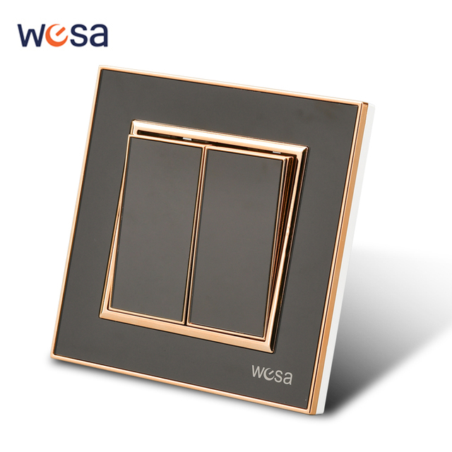 Factory Wholesale Price Waterproof Panel High End Easily Clean 2 Gang 1 Way High Quality Wall Switches for Home