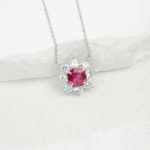 925 laboratory cultivates <b>ruby</b> pendant <b>necklace</b> - Product Image 3