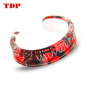Brazalete de acrílico TDP con forma de C, transparente, impreso, personalizable, joyería de moda, 90x90x10mm - Product Image 3