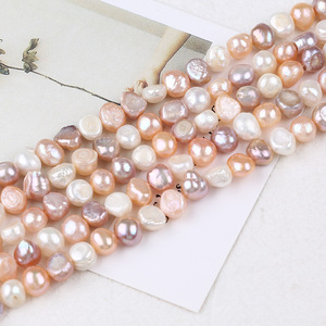 ไข่มุกบาร็อคธรรมชาติจากน้ำจืด ขนาด 8-9 มม. สีผสม สองด้าน รูด้านข้าง สำหรับงาน DIY เครื่องประดับ - Product Image 1