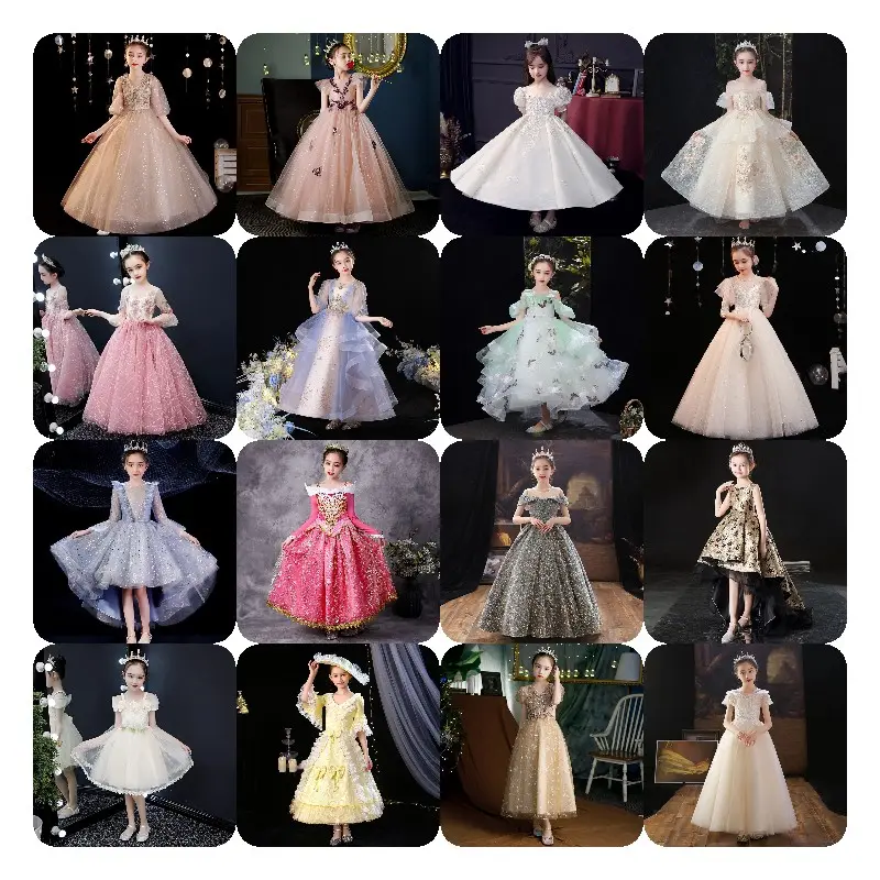 China factory wholesale girl's party evening dress bow lace lace princess dress girls dresses