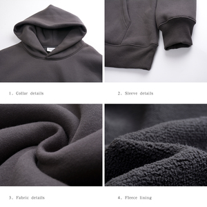 Unisex 500g Pullover Hoodie Embroidered Heavyweight <b>Fleece</b> <b>Sweatshirt</b> with Drop Shoulder Pocket Winter Puff Printing Design - Product Image 6
