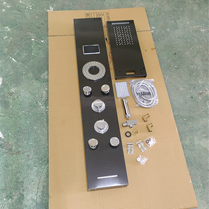 Juego de Ducha Termostática Inteligente Water Droplet Sanitary Ware, Negro Titanio Plateado Cepillado 7008, Montado en la Pared con Rociador Superior - Product Image 2