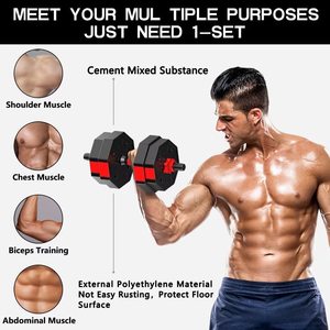 Factory Wholesale JUNSHANG Brand Black Cement Barbell Dumbbell Set Anti-Slip <strong>Handle</strong> Adjustable Free <strong>Weights</strong> 20kg 40kg 50kg Gym - Product Image 3